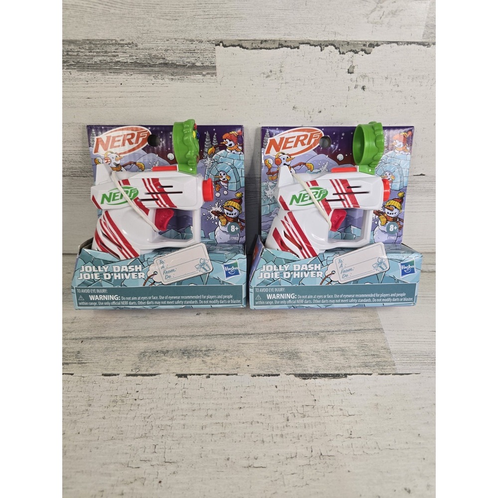 Lot of 2 Nerf Jolly Dash Holiday Blasters Candy Cane Wreath Sight F7983 NIB
